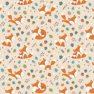 Cartoon Fox Fabric, 100% Cotton fabric, Fabric by the Yard