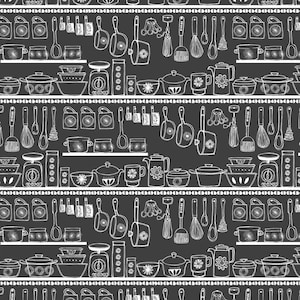 Kitchen Supplies Fabric, 100% Cotton, Fabric by the Yard, Choose your Cut, quilting
