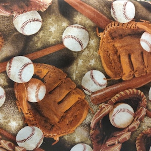 Baseball Fabric, 100% Cotton, Baseballs Fabric, Fabric by the Yard, Choose your Cut