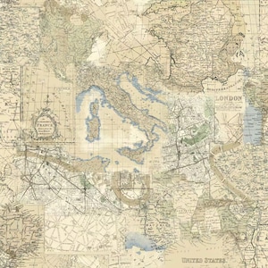 World Map Pattern Fabric, 100% Cotton fabric, Travel Fabric, Fabric by the Yard