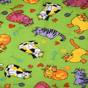 Flanel cartoon kat, 100% katoen, stof op maat gesneden, kies je snit
