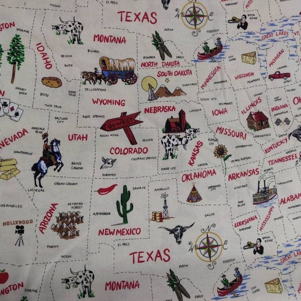 States Fabric - Etsy