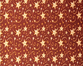 Christmas Fabric, Stars on Red, 100% Cotton, Fabric by the Yard