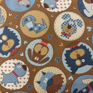 Dogs Fabric, 100% Cotton, Fabric by the Yard, Choose your Cut