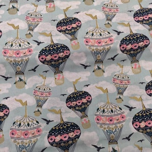 Hot Air Balloon Fabric, 100% Cotton Fabric, Fabric by the Yard