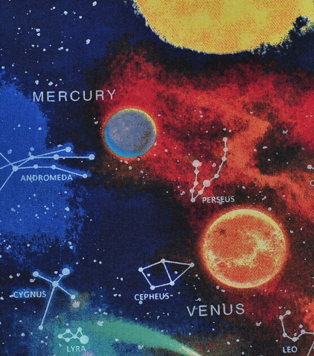 Solar System Fabric, Space Fabric, 100% Cotton, Fabric by the Yard ...