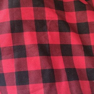 Buffalo Check Cotton Fabric, 1 Inch Buffalo Check Fabric, 100% Cotton, Red and Black Plaid Fabric by the Yard, Choose your Cut