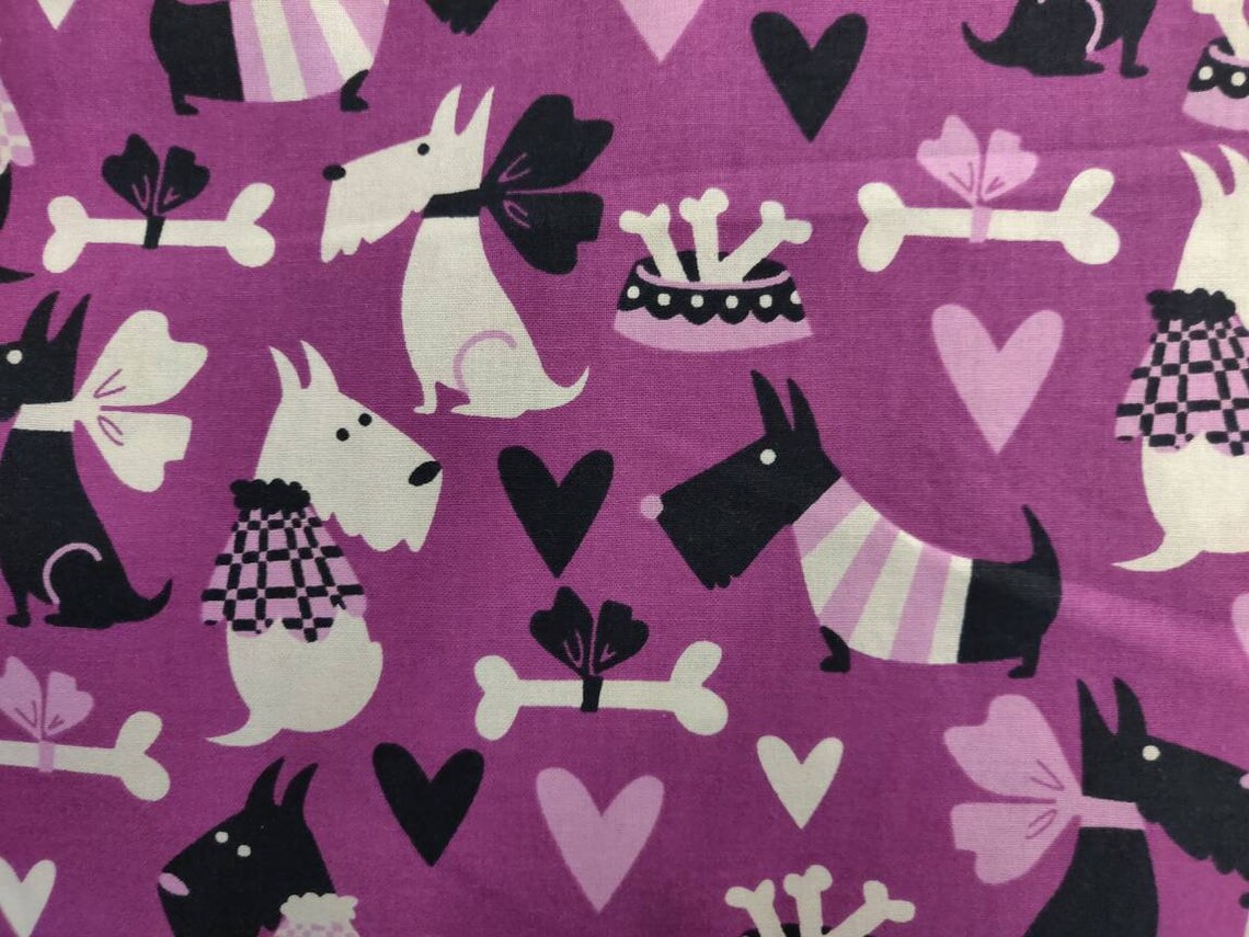 Scottie Dog Fabric 100% Cotton fabric Fabric by the Yard | Etsy
