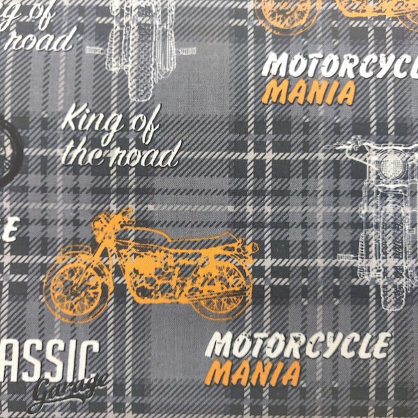 Motorcycle Fabric, 100% Cotton, Fabric by the Yard, Choose your Cut