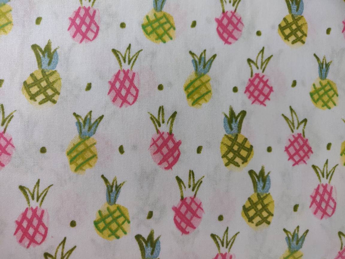 Pineapple Fabric 100 Cotton fabric Fabric by the Yard Etsy