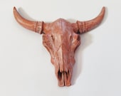 Mini Cow Skull, Distressed Terracotta Painted  Cow Skull, Faux Taxidermy, Fake Taxidermy, Faux Cow Skull, Animal Head Wall Decor