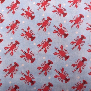 Seafood Fabric, 100% Cotton, Crab and Lobster Fabric, Fabric by the Yard, Choose your Cut