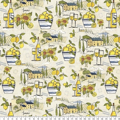 Tuscan Lemons Fabric 100 Cotton Fabric Fabric by the Yard Etsy