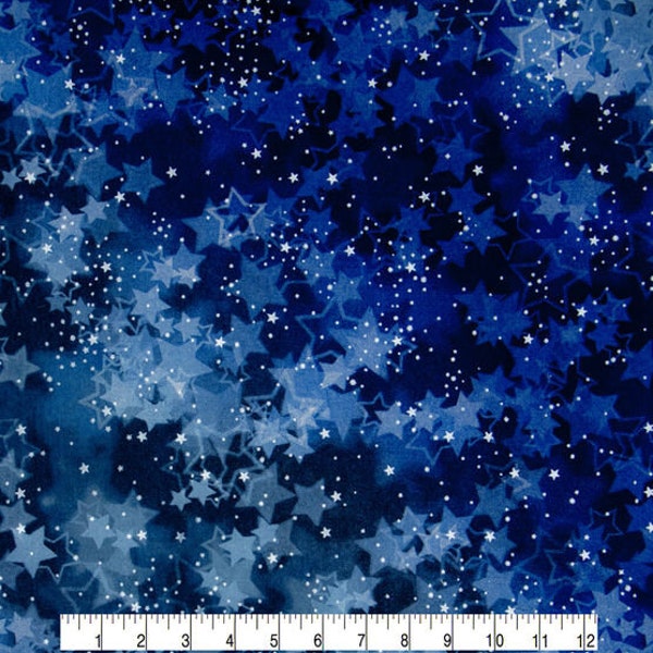 Tissu étoiles bleues, tissu 100 % coton, tissu par mètre