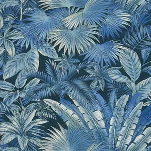 Tessuto per interni/esterni con foglie tropicali, 100% poliestere, tessuto tagliato su misura, scegli il tuo taglio