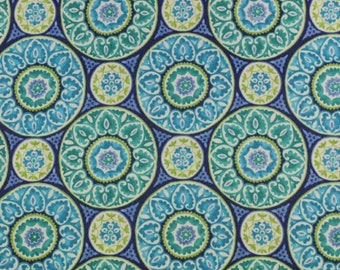 Blue Medallion Indoor/Outdoor Fabric, 100% Polyester, Fabric by the Yard, Choose your Cut