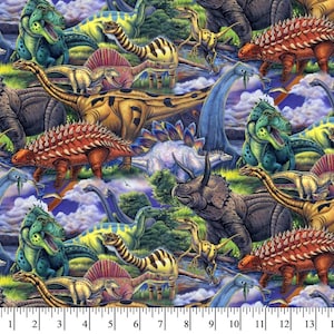 Dinosaur Fabric, 100% Cotton, Fabric by the Yard, Choose your Cut