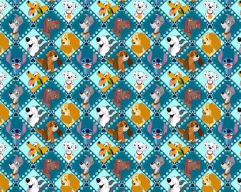 Disney Dogs Fabric, 100% Cotton, Fabric by the Yard, Choose your Cut, quilting