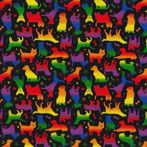 Rainbow Dogs Fabric, 100% Cotton, Fabric by the Yard, Choose your Cut, quilting