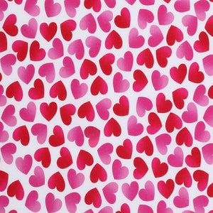 Hearts Fabric, 100% Cotton, Valentine&#39;s Day Fabric, Fabric by the Yard, Hearts on White