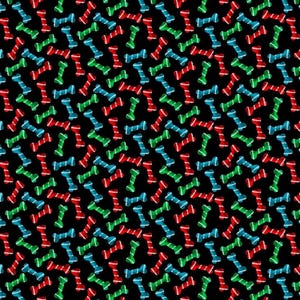 Striped Pattern Dog Bones Fabric, 100% Cotton, Fabric by the Yard, Choose your Cut