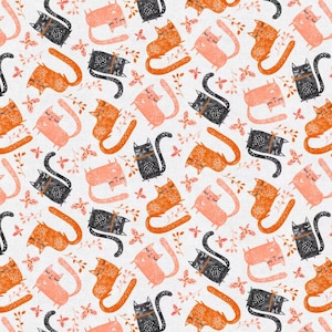 Cats Fabric, 100% Cotton, Fabric by the Yard, Choose your Cut