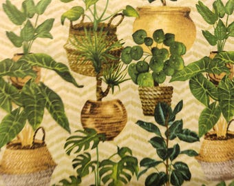 House Plant Fabric, Monstera Fabric, 100% Cotton, Fabric by the Yard, Choose your Cut, quilting