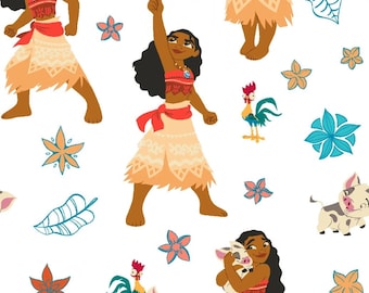 Moana Licensed Fabric, 100% Cotton, Fabric by the Yard, Choose your Cut