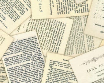 Book Page Fabric, 100% Cotton, Fabric by the Yard, Choose your Cut