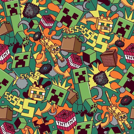 Minecraft Licensed Fabric, 100% Cotton, Fabric by the Yard, Choose your Cut