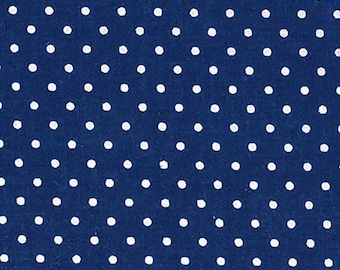 Blue and White Polka Dot Fabric, 100% Cotton, Fabric by the Yard, Choose your Cut