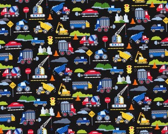 Construction Site Fabric, 100% Cotton, Fabric by the Yard