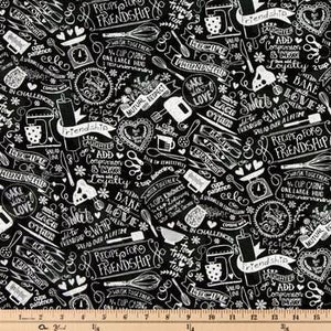 Baking Recipe Fabric, 100% Cotton, Friendship Fabric, Fabric by the Yard, Choose your Cut