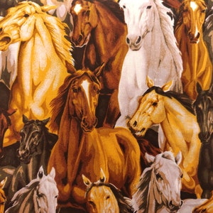 Horses Fabric, 100% Cotton, Fabric by the Yard, Choose your Cut