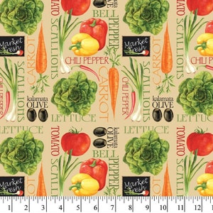 Vegetable Fabric, 100% Cotton, Fabric by the Yard, Choose your Cut