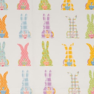 Easter Bunny and Eggs Fabric, 100% Cotton, Fabric by the Yard, Choose your Cut