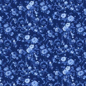 Porcelain Rose Scroll Fabric, 100% Cotton, Fabric by the Yard, Choose your Cut