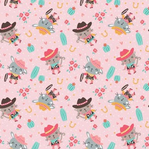 Cute Cowboy Animals Fabric, 100% Cotton, Fabric by the Yard, Choose your Cut, quilting