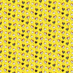 Tissu avec des poulets de dessins animés, tissu 100 % coton, tissu par mètre