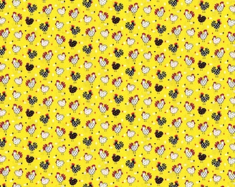 Cartoon Chickens Fabric, 100% Cotton fabric, Fabric by the Yard