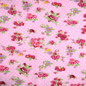 Roses and dots Fabric, Flower Fabric, 100% Cotton, Fabric by the Yard, Choose your Cut