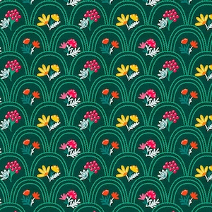 Floral Arches Fabric, 100% Cotton fabric, Fabric by the Yard