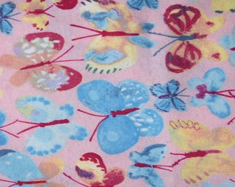 Watercolor Butterflies Flannel Fabric, 100% Cotton, Fabric by the Yard, Choose your Cut, quilting