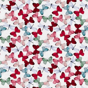 Butterflies and Dragonflies Fabric, 100% Cotton, Fabric by the Yard, Choose your Cut, quilting