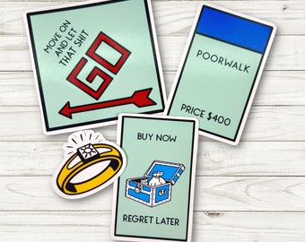 STICKER PACK: Monopoly Die Cut Stickers | Board Game Stickers | Game Night | Glossy Stickers