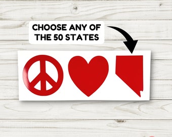Peace Love State Decal | US State Decal | State Sticker
