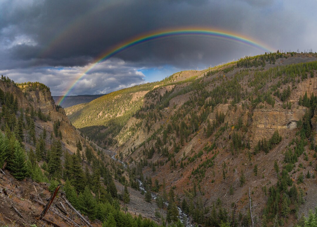 Yellowstone Rainbow - River Landscape Wall Art – Nature Print – Cabin ...