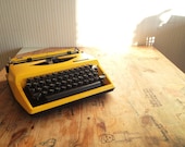 Sunny Yellow Vintage Adler Tippa  Typewriter - working