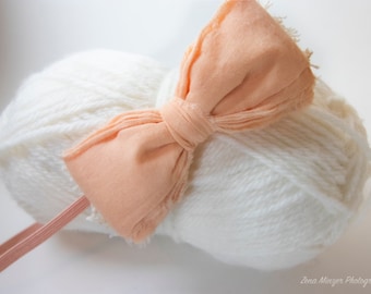 Peach baby headband peach headband Sitter peach bow Cake smash peach headband Spring baby headband