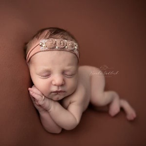 Mauve baby headband, newborn vintage headband ,vintage pink headband, dirty pink baby headband photo prop